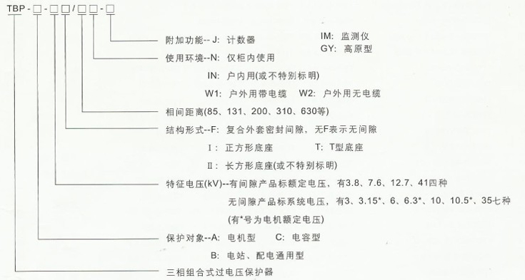TBP系列三相组合式过电压保护器(有间隙型)