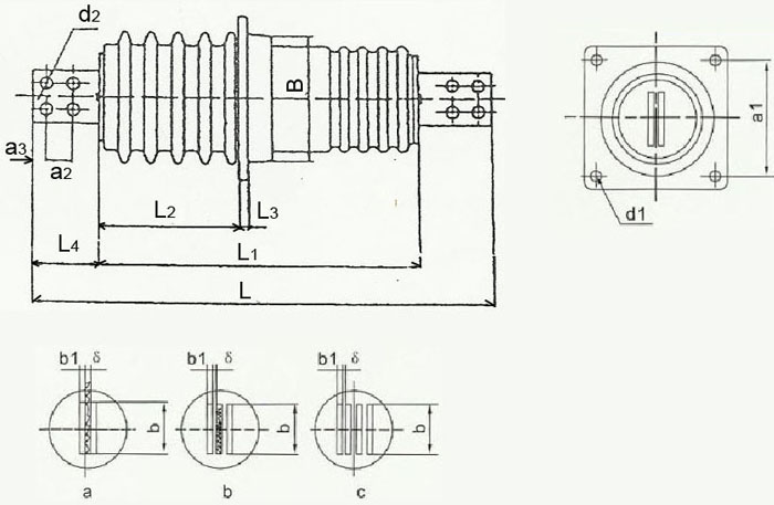 CWL-20KV/(630-4000)A户内外铝导体高压穿墙套管